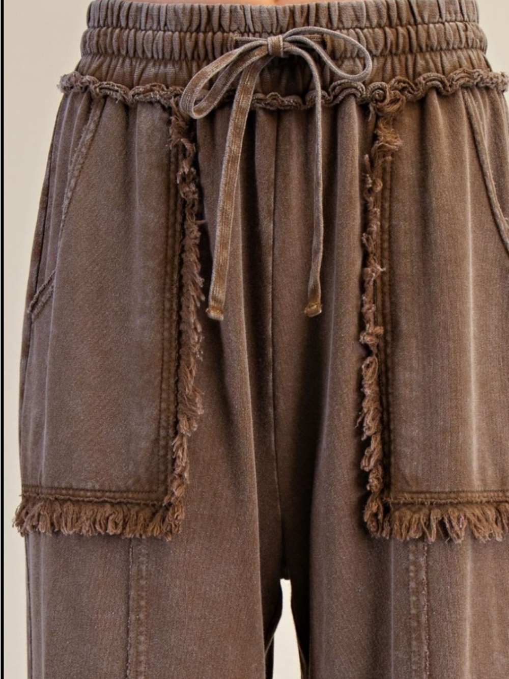 389 small - 3X EASEL WIDE LEG WASHED TERRY PANTS - Picture 3 of 4